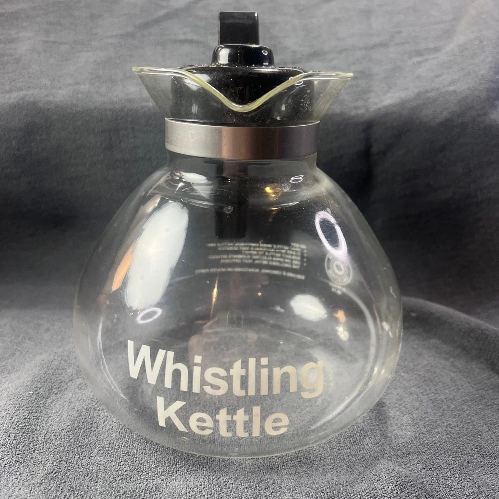 Medelco Cafe Brew Whistling Kettle Schott Duran Glass 12 Cup WK112 Germany Clear